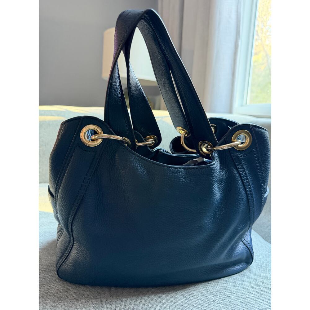 Michael Kors Leather Ludlow Drawstring Hobo Shoulder Bag Blue - Picture 2 of 13
